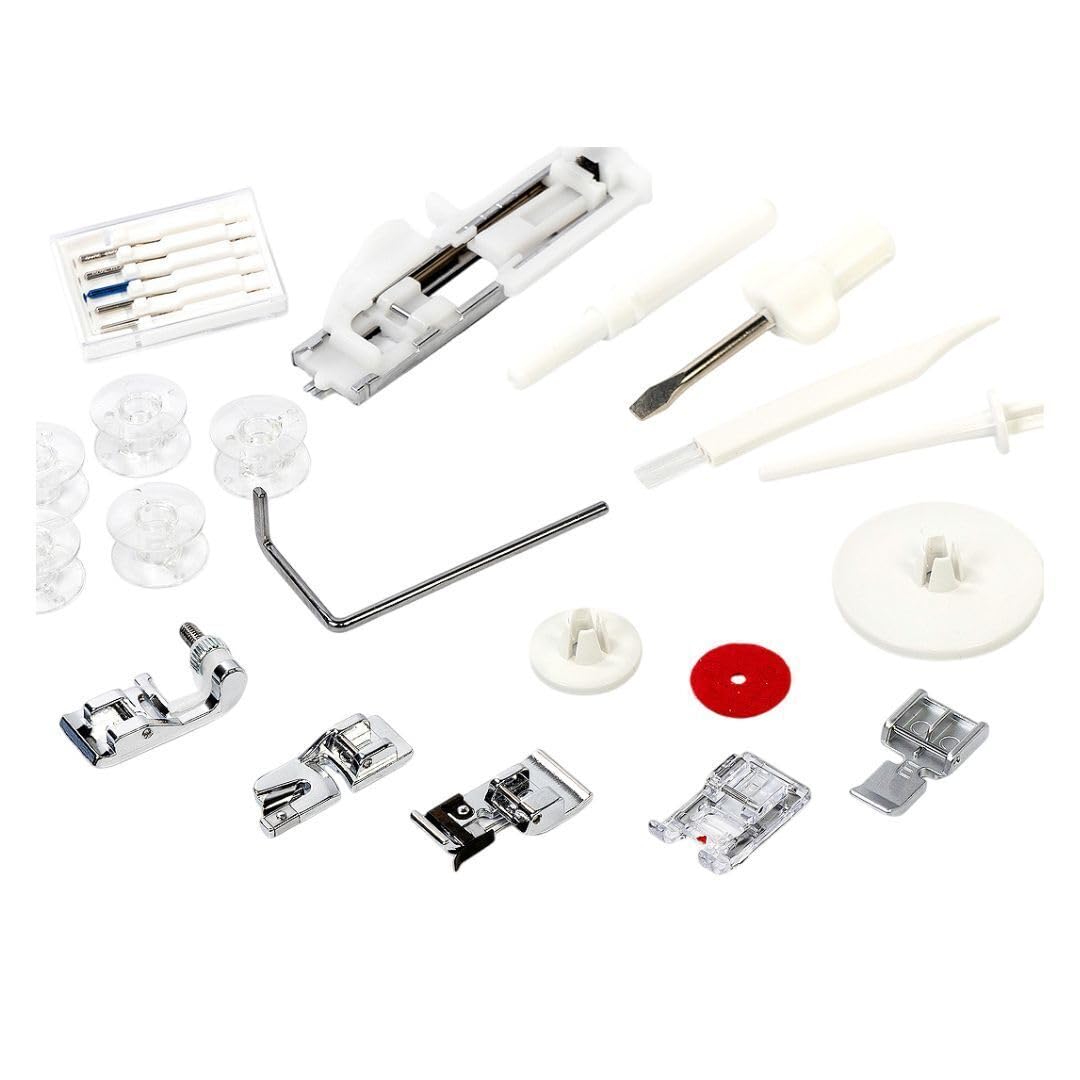 Janome HD-5000 Heavy Duty Sewing Machine with Aluminum Body, 18 Stitches, Free Arm, and Built-In Needle Threader (White)