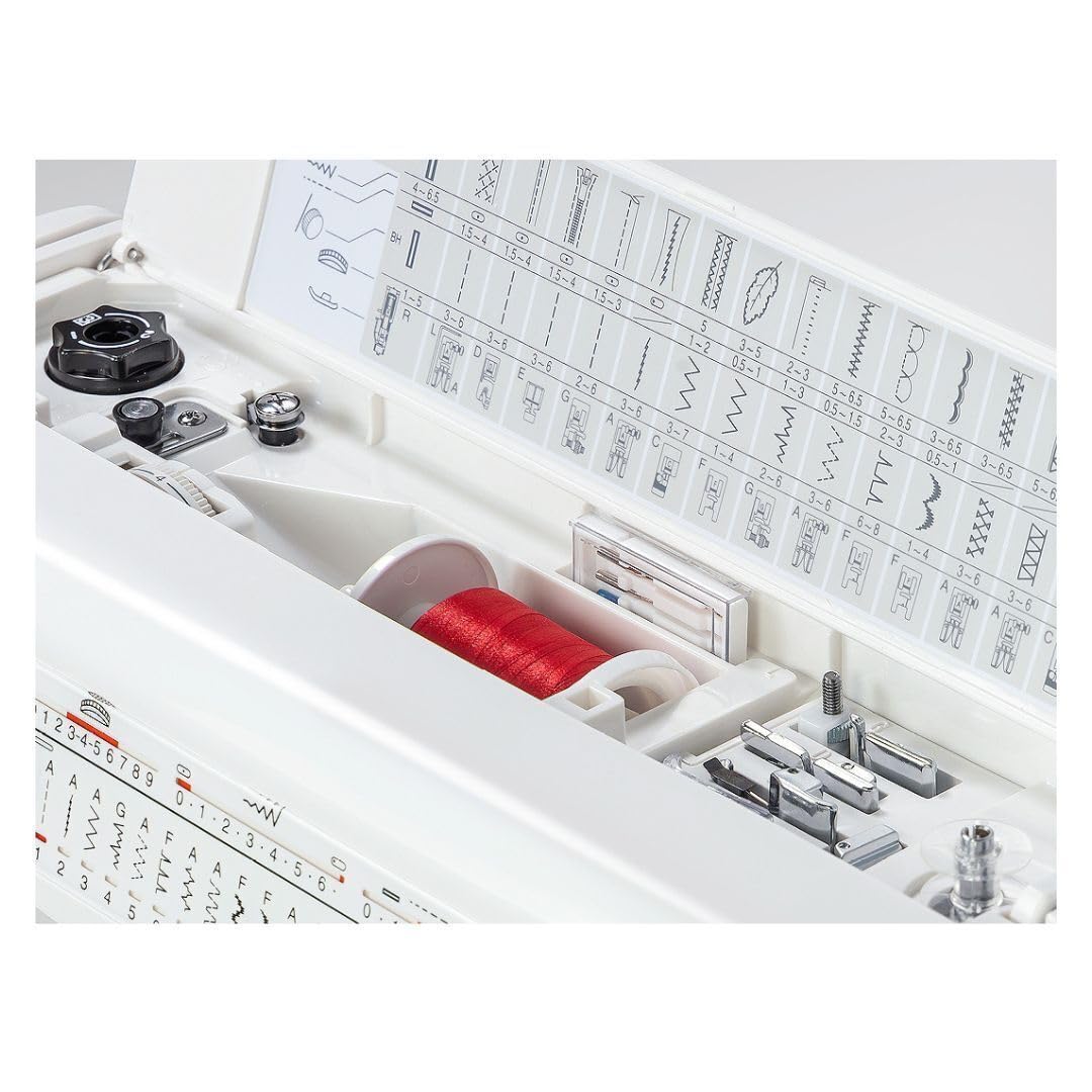 Janome HD-5000 Heavy Duty Sewing Machine with Aluminum Body, 18 Stitches, Free Arm, and Built-In Needle Threader (White)