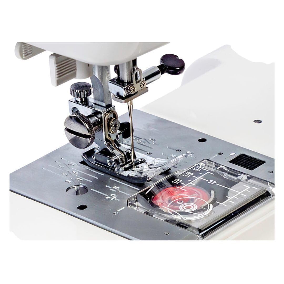 Janome HD-5000 Heavy Duty Sewing Machine with Aluminum Body, 18 Stitches, Free Arm, and Built-In Needle Threader (White)